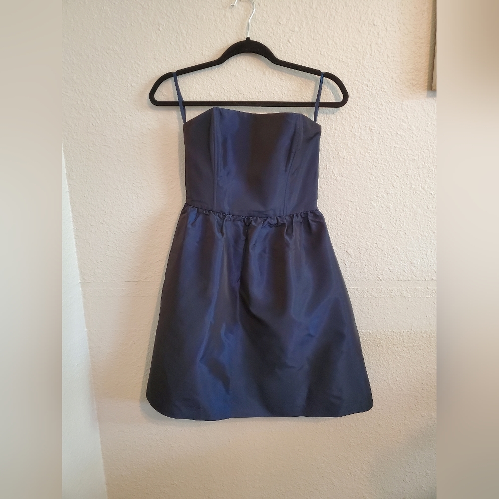 Jacob navy blue with black sheen mini dress, strapless, S